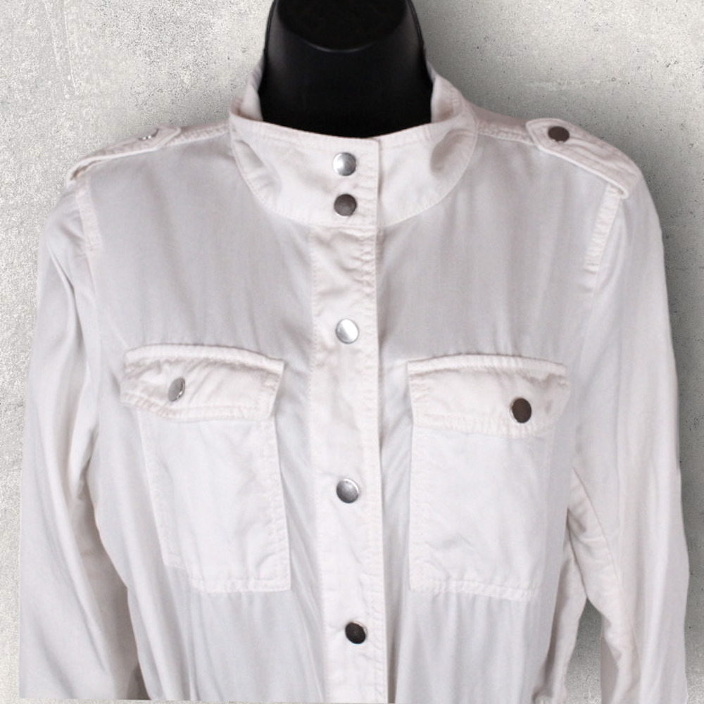 Loft Utility Jacket Snap Button Drawstring In Whi… - image 4